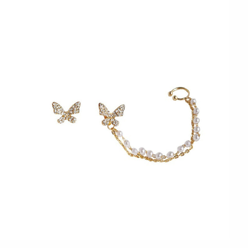 Strass Butterfly Dangle Hoop Stud Oorbellen