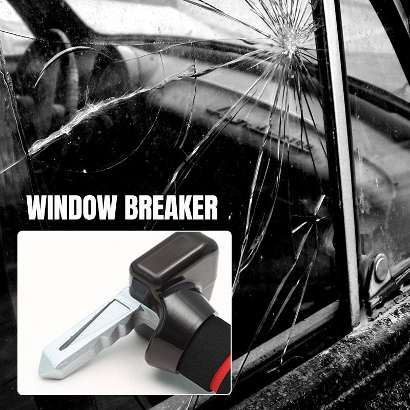 Multifunctionele 3-in-1 Autodeur Veiligheidshandgreep - Raambreker, Snijder & LED Lamp