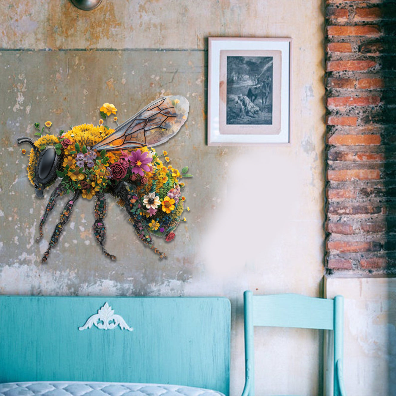 Bloem Bij Metalen Bord