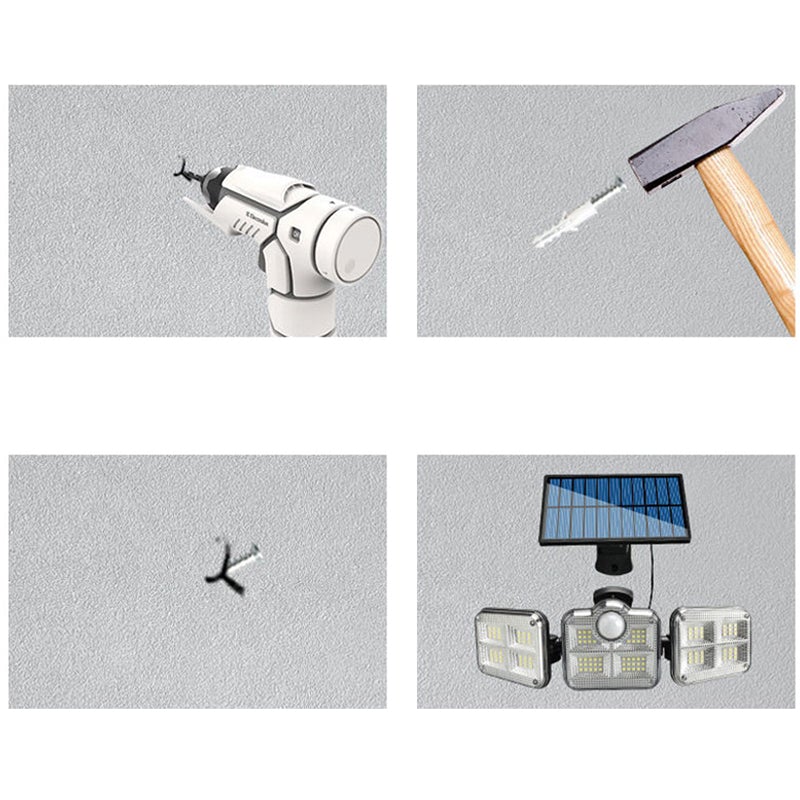 Drievoudige LED-wandlamp op zonne-energie Info