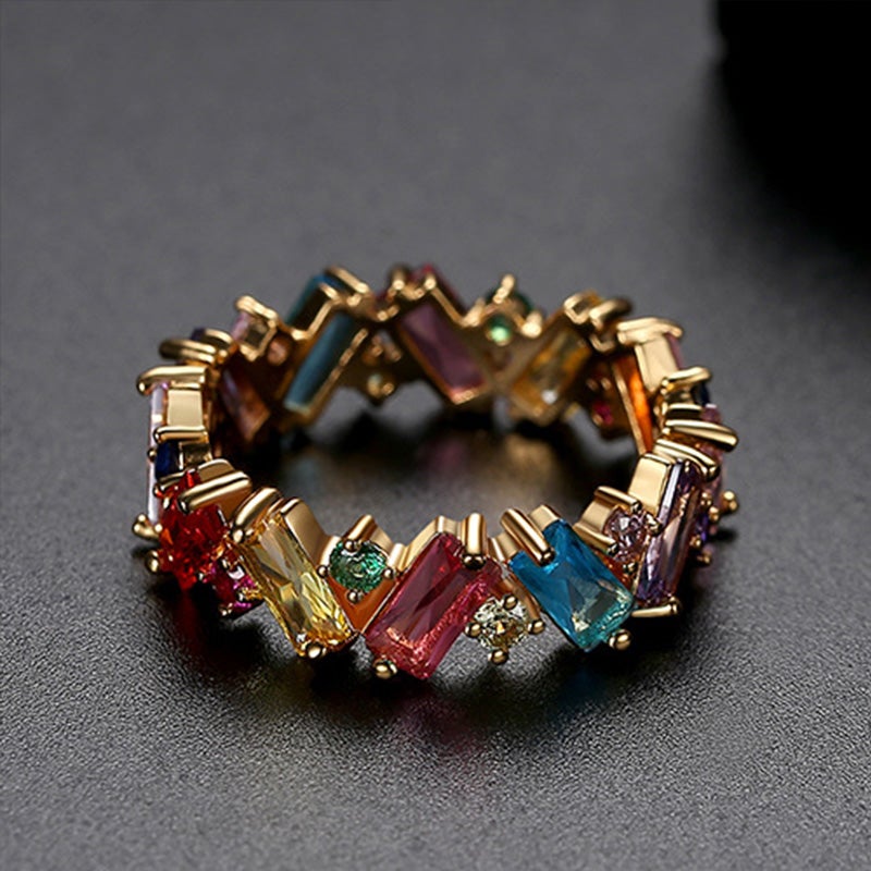 LiefdesSymbool - Ring met regenboog zirkoon | 1+1 GRATIS