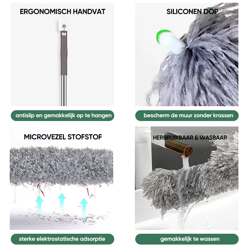 Intrekbare wasbare gebogen microfiber stofdoek