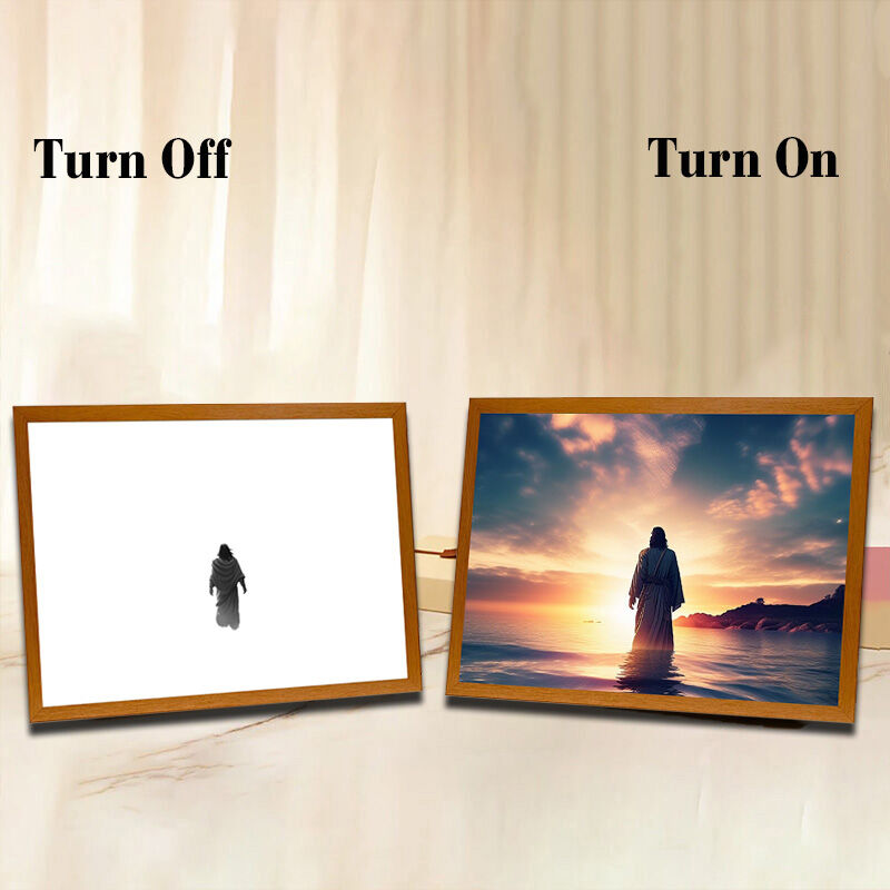 Jezus in Kalm Water-creatieve wonderlamp - 4D LED schilderij.Perfect cadeau voor elke gelegenheid