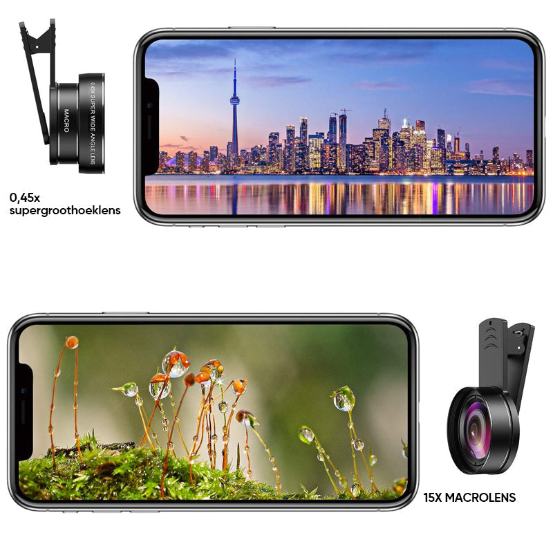 Twee-in-één telefoon externe lensset