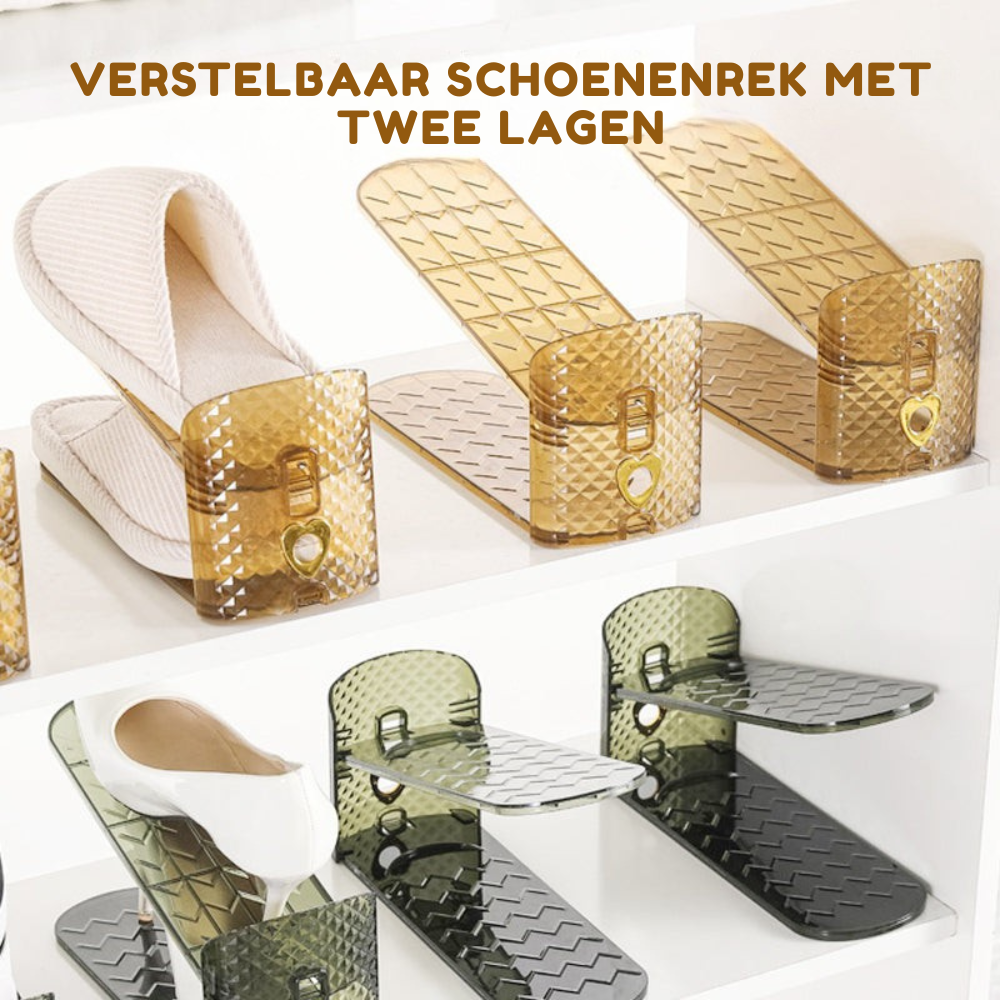 ShoeStack 4 stuks – Verstelbare Dubbele Schoenenorganizer | 50% KORTING