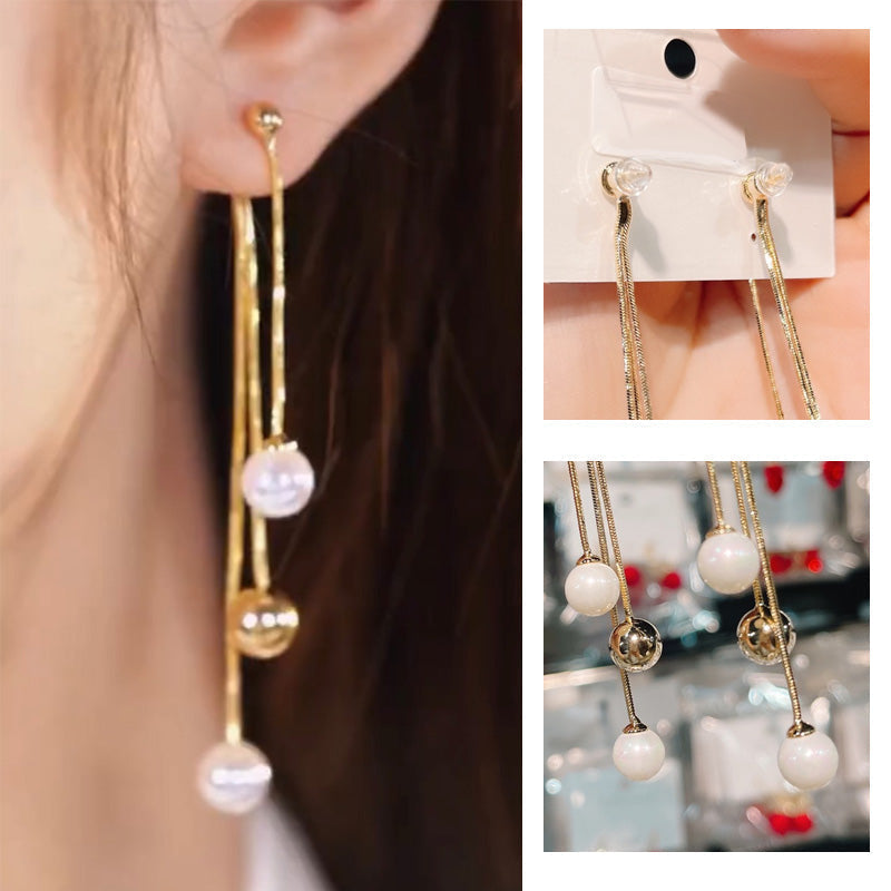 Zeemeer min kraal oorbellen met franjes