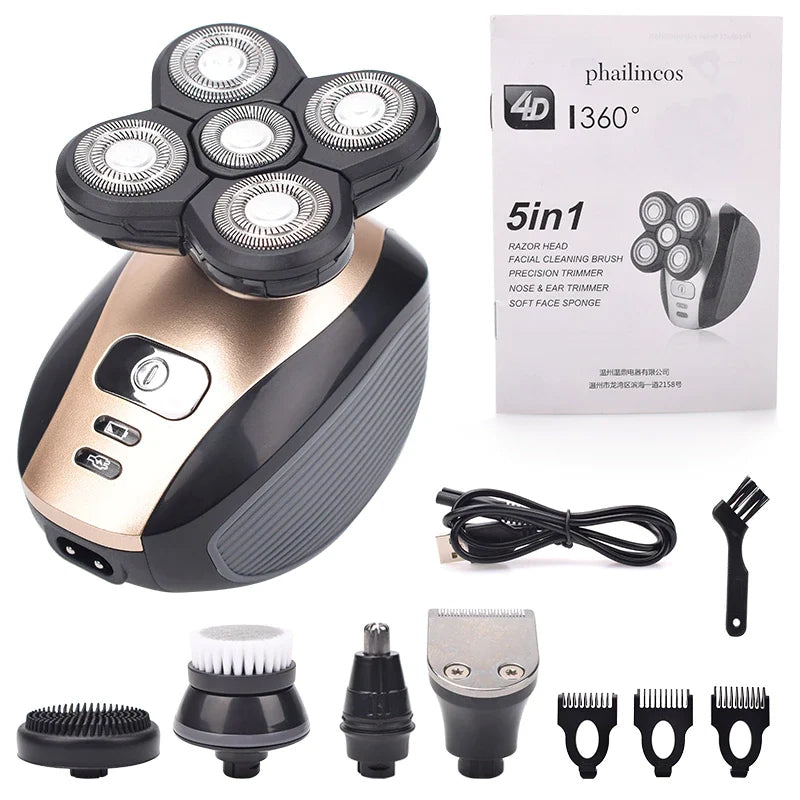 5-in-1 multifunctioneel 4D elektrisch scheerapparaat