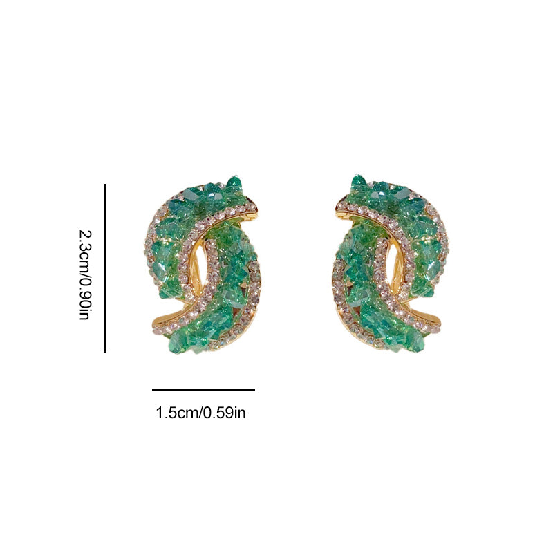 Groene verfraaide gesp oorbellen