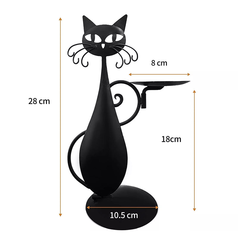 Zwarte kat kandelaar