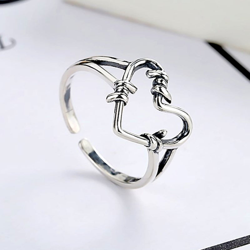 Unieke open vingerring met hart voor dames