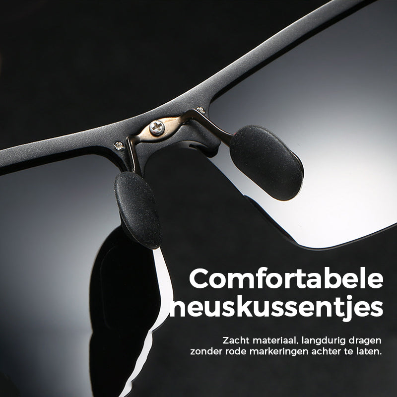 Meekleurende zonnebril voor heren met antireflectie gepolariseerde lens