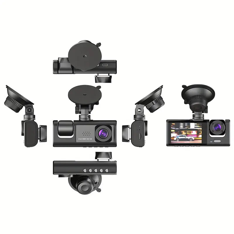 Nachtzicht drievoudige lens 1080p rijrecorder