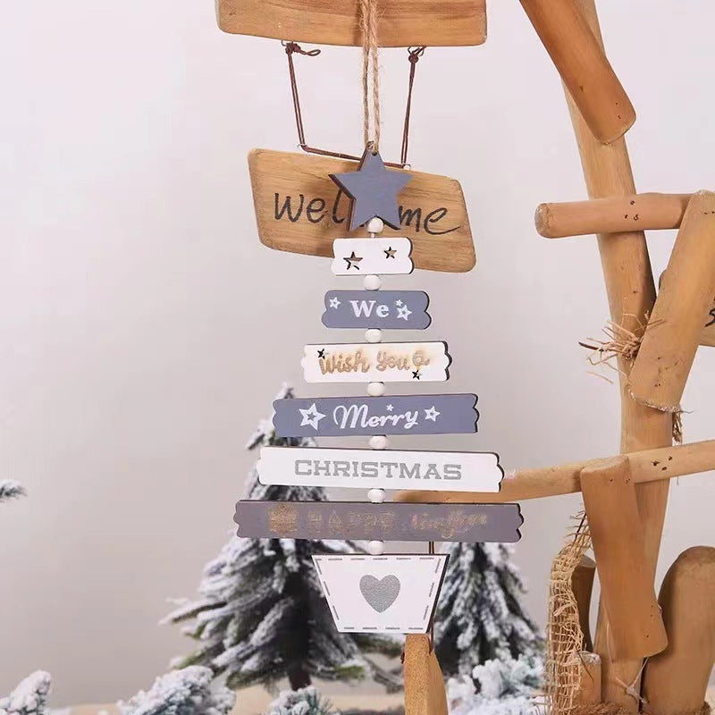 Kerstboom houten hangende decoratie