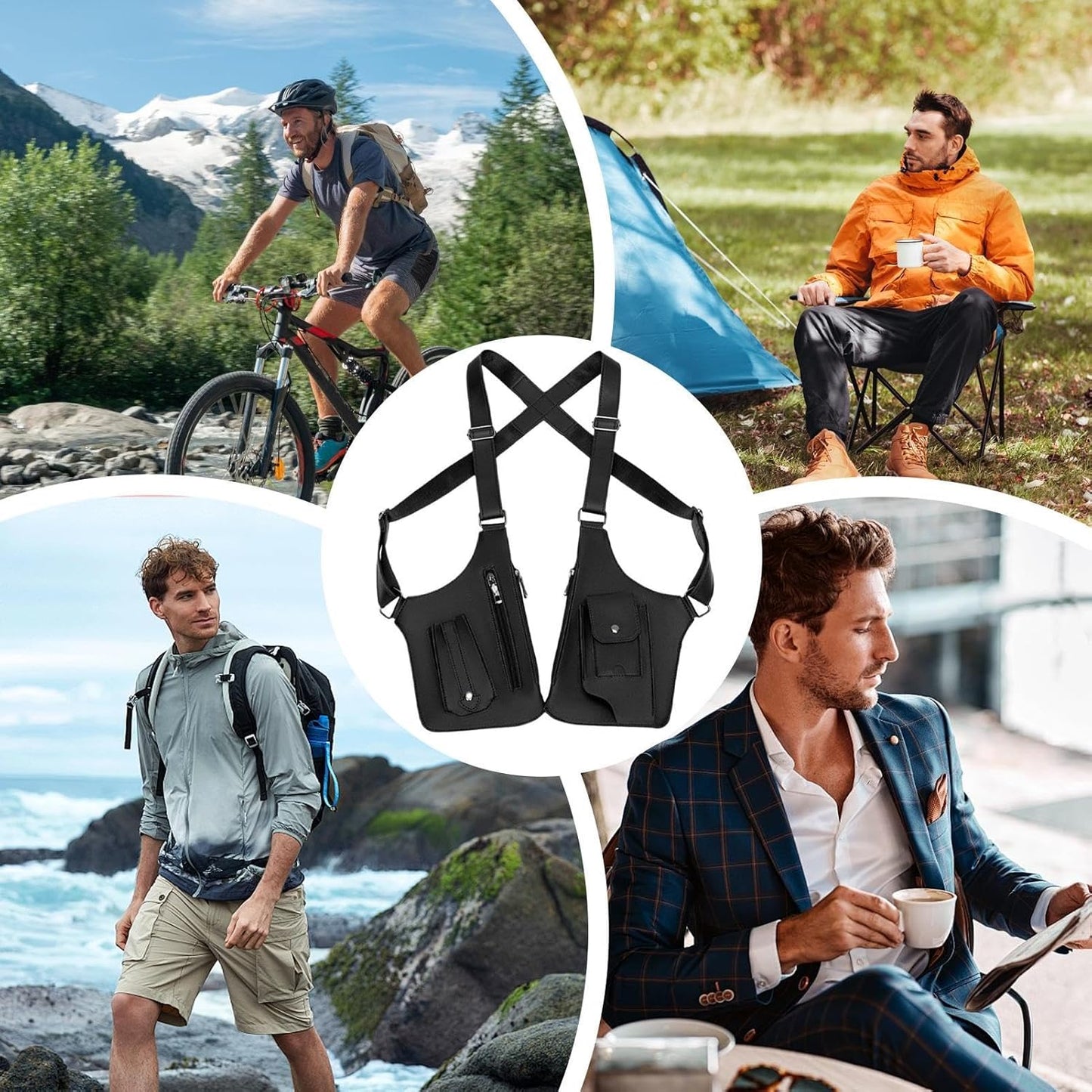 Heren Schoudertas - Waterdicht PU, Verstelbare Schouderbanden