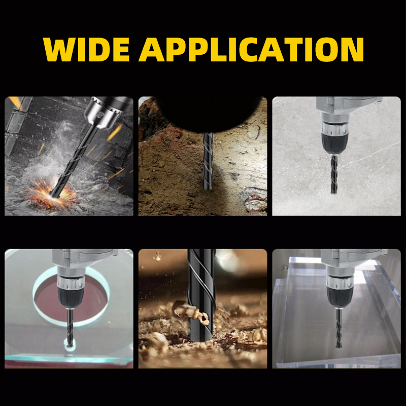 Driehoekboorset met zeshoekige schacht