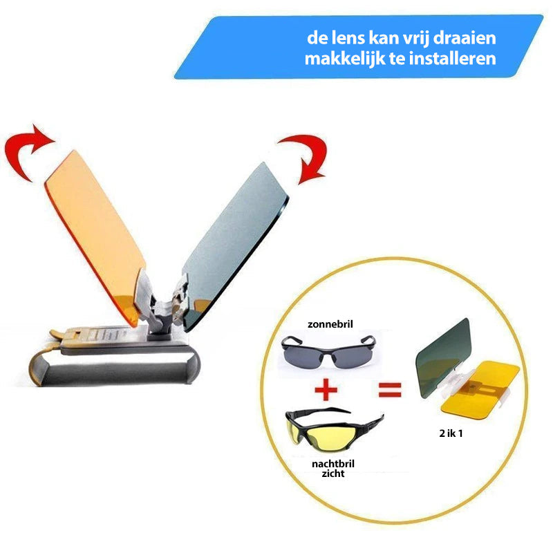 Dag en nacht ontspiegeld vizier voor autoruit