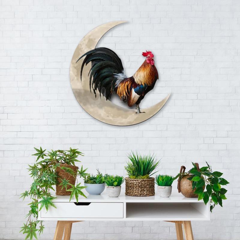 Haan en Maan Hangend Metalen Bord