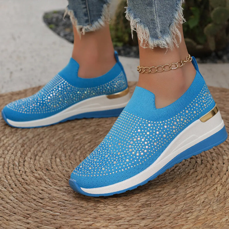 Luna – Ademend Instapsneakers met Strass Steentjes Accenten