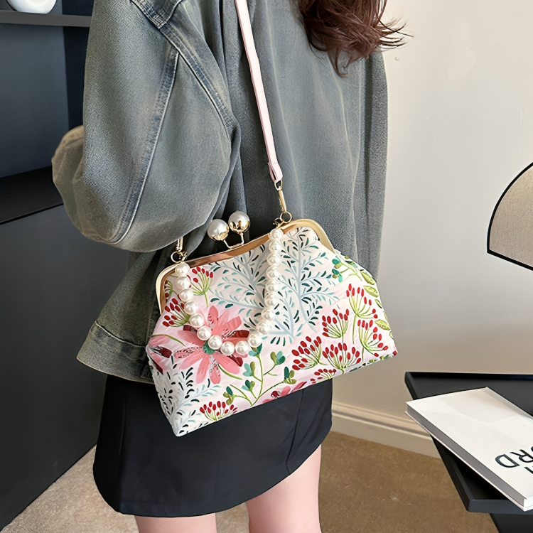 Vintage Bloem Handtas Dames - Tijdloze Elegant Met Verstelbare Schouderriem