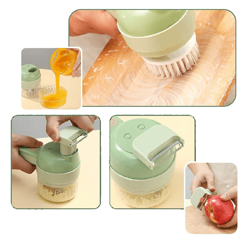 4-in-1 Keukentool - Snijd, Hak, Pureer en Schoon in Seconden!