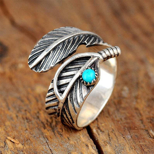 Boho veer turquoise verstelbare ring