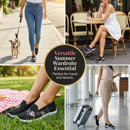 Grace – Dames Ademende Bloemen Mesh Schoenen met Gevoerde Zool