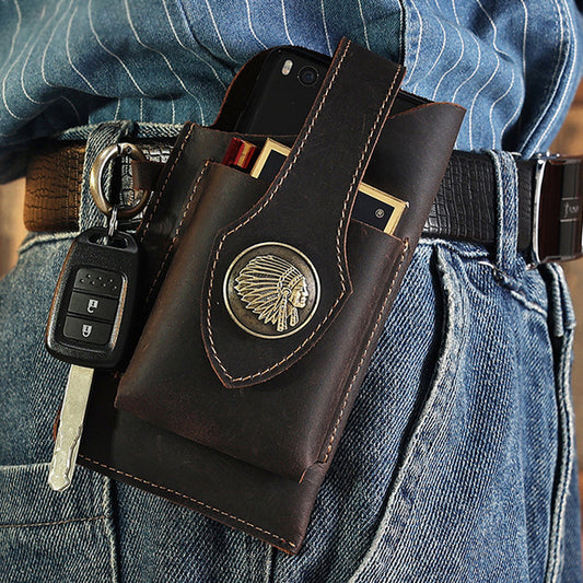 Multifunctionele leren telefoonhoes