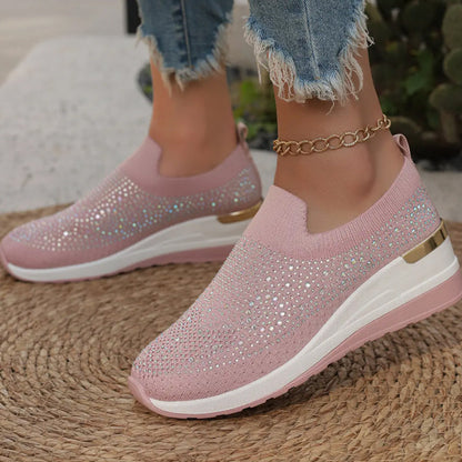 Luna – Ademend Instapsneakers met Strass Steentjes Accenten