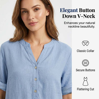 Heidi – Dames Casual Jurk met V-hals en Verstelbare Mouwen
