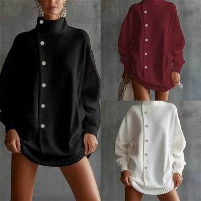 Heidi – Dames Oversize Gebreide Cardigan met Hoge Kraag