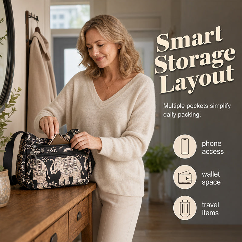 Alma – Spatwaterdichte Nylon Schoudertas met Verstelbare Band