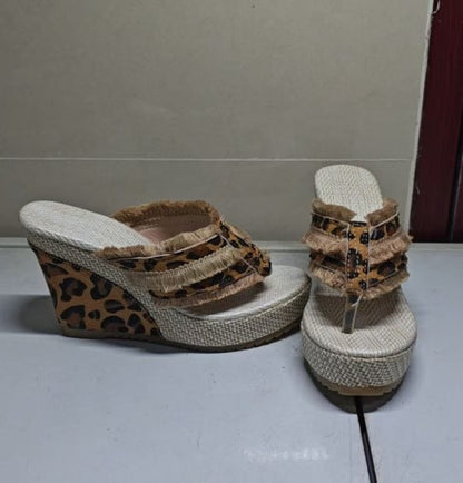 Lana – Ademend denim plateau sandalen met 10 cm hak