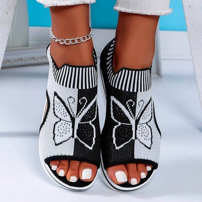 Mia – Dames Ademend Peeptoe Plateau Slippers