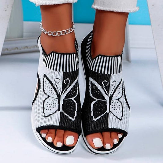 Mia – Dames Ademend Peeptoe Plateau Slippers