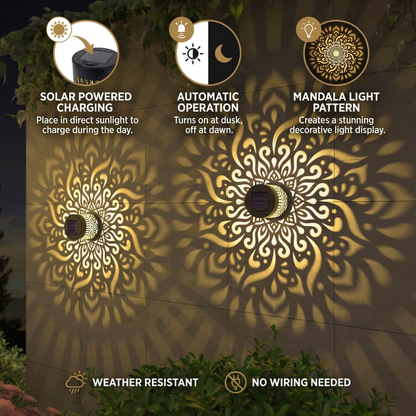 LumaMandala — Solar Projector Licht | 1+1 GRATIS