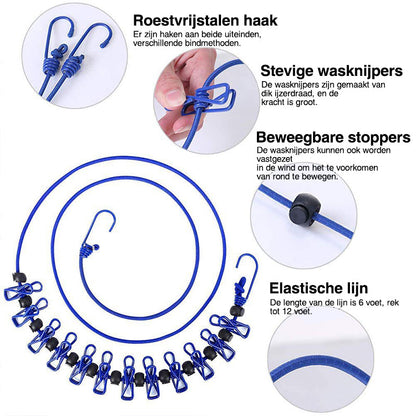 Rekbare waslijn voor buiten