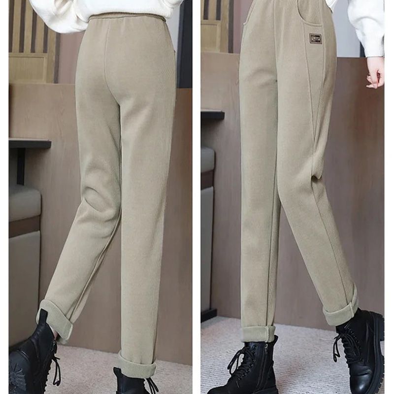 Home – Hoge taille ribbroek met fleecevoering voor een gezellige stijl