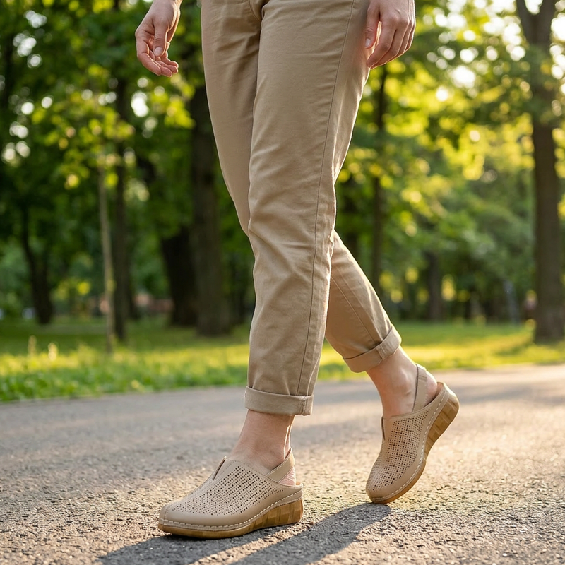 Ava – Geperforeerde Sleehak Sandalen met Bandjes voor Comfort de Hele Dag