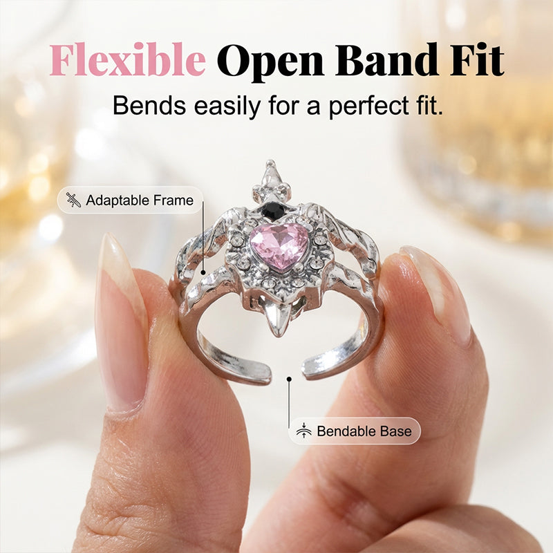 Jina – Gotische Romantische Hartenring met Verstelbare Band