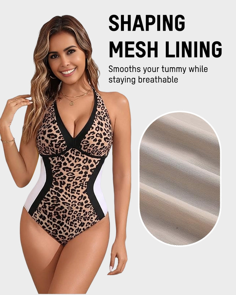 Ava – Damesbadpak met kleurvlak en buikcorrigerend effect