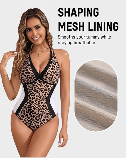 Ava – Damesbadpak met kleurvlak en buikcorrigerend effect