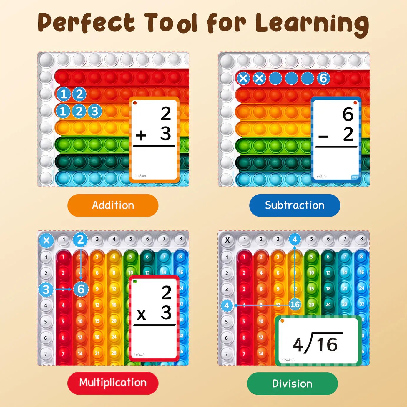 MathMaster - Wiskunde Flash Cards en Pop Fidget Chart | 50% KORTING