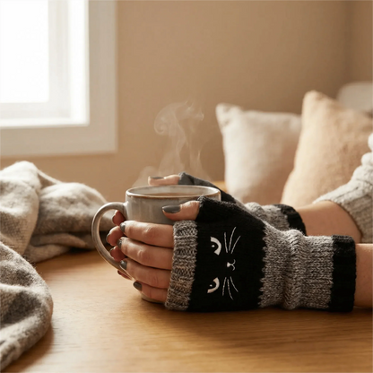 Olivia – Kattenborduurwerk vingerhandschoenen | 1+1 GRATIS