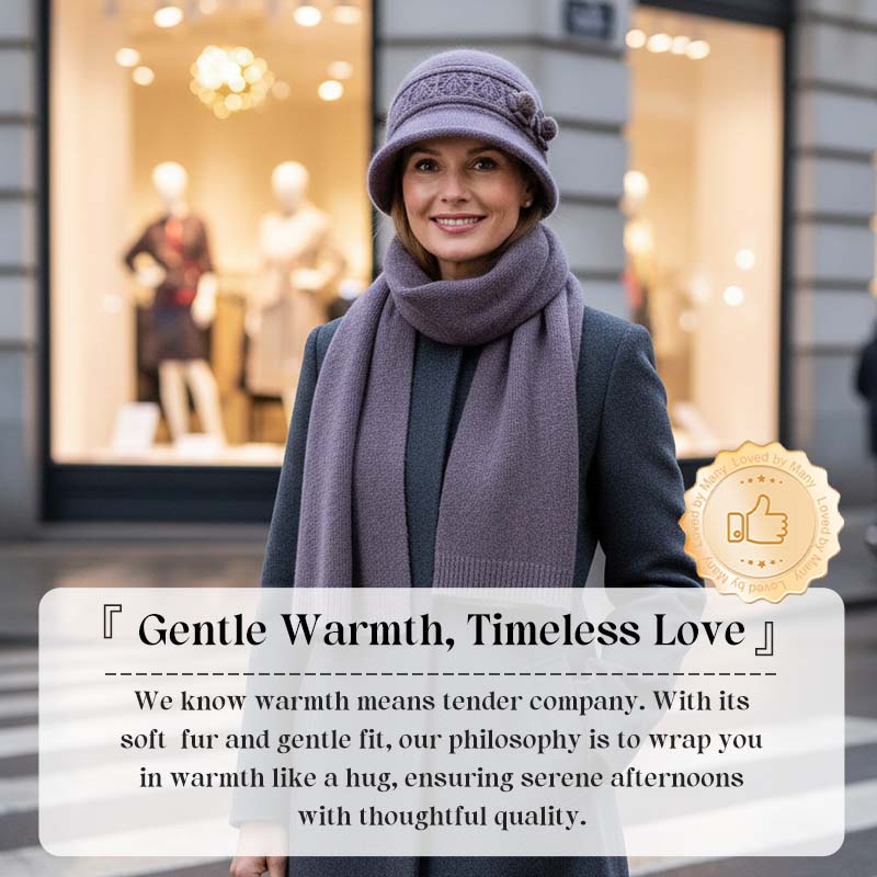 Sophia – Damespluchen wintermuts met bloemenaccenten