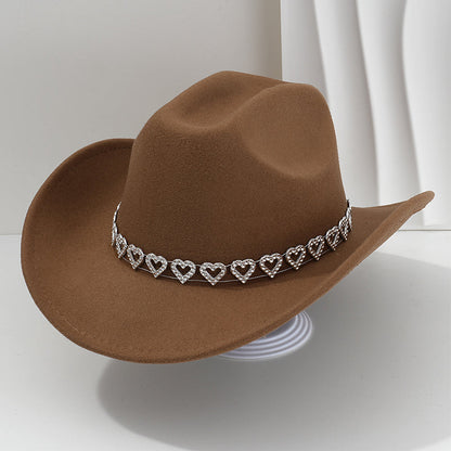Amelia — Elegante Fedora Hoed met Hart van Strassstenen