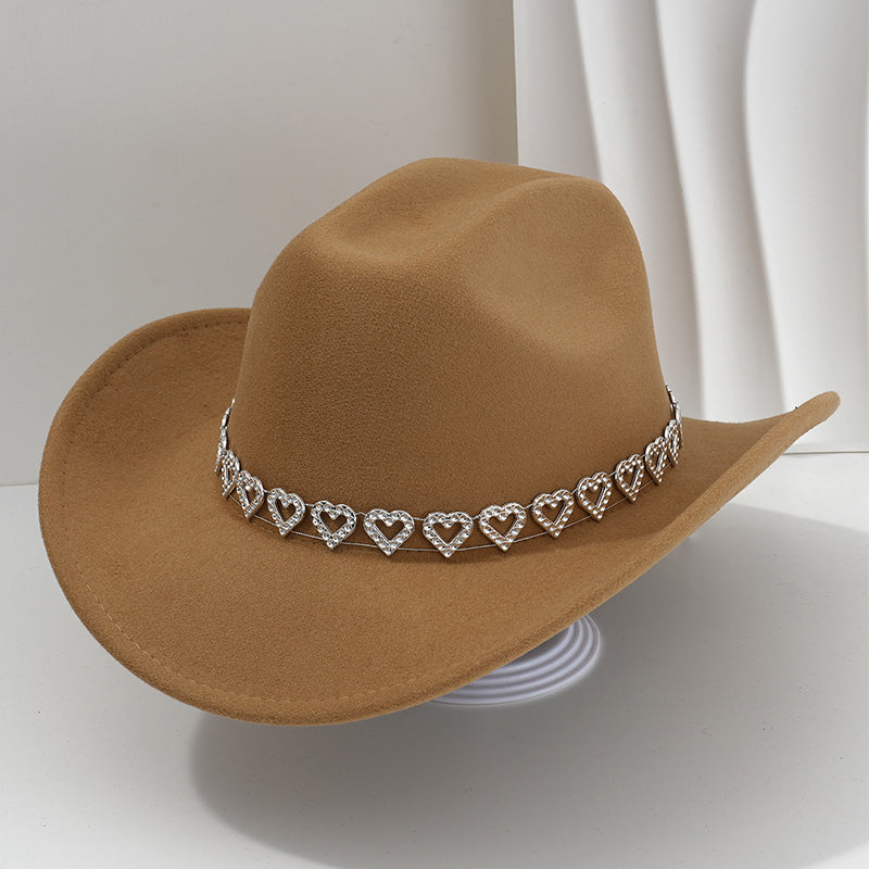Amelia — Elegante Fedora Hoed met Hart van Strassstenen