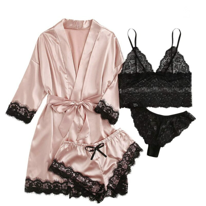 Pure Seduction 4-delige satijnen nachtkleding