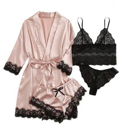 Pure Seduction 4-delige satijnen nachtkleding