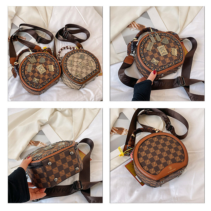 Retro draagtas met badgeprint