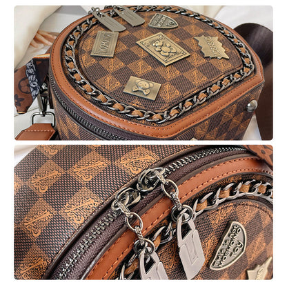Retro draagtas met badgeprint